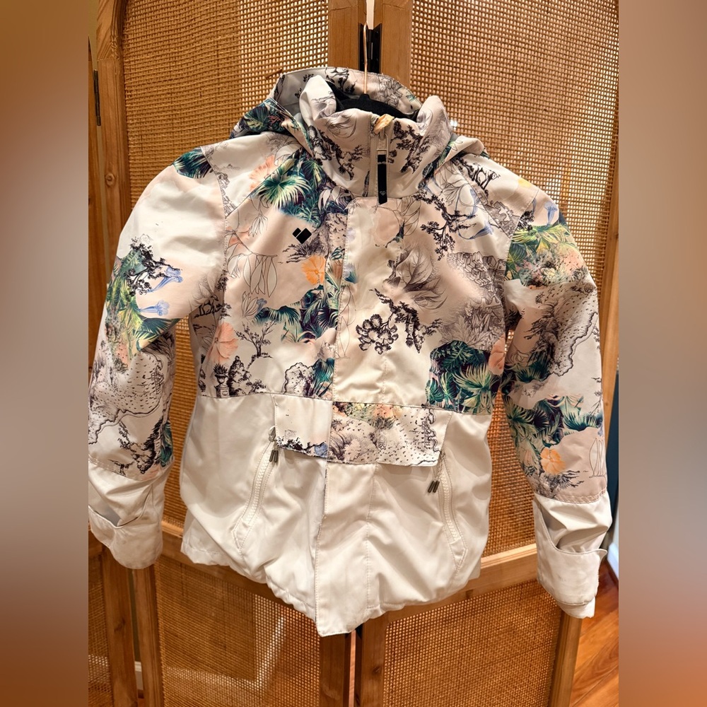 Obermeyer Kids Floral Raincoat - White and Multicolor